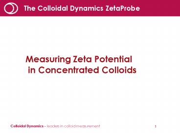 The Colloidal Dynamics ZetaProbe