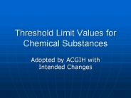 Threshold Limit Values for Chemical Substances