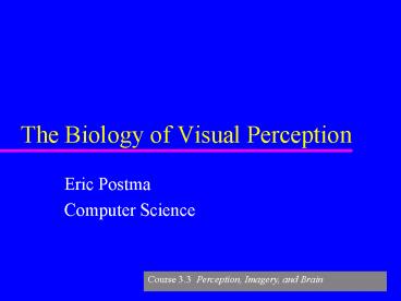 The Biology of Visual Perception