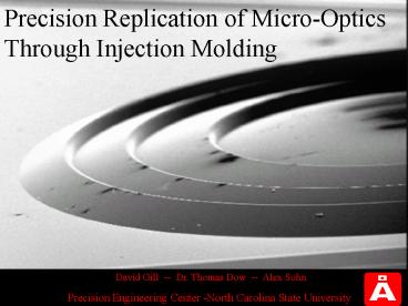 Precision Replication of Micro-Optics Through Injection Molding