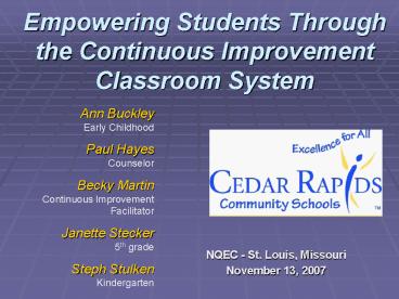 Empowering Students Through the Continuous Improvement Classroom System