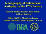 Iconography of Solanaceae: Antiquity to the 17th Century