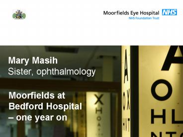 Mary Masih Sister, ophthalmology