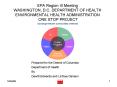 EPA Region III Meeting WASHINGTON, D'C' DEPARTMENT OF HEALTH ENVIRONMENTAL HEALTH ADMINISTRATION ONE PowerPoint PPT Presentation