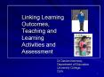Linking Learning Outcomes, Teaching and Learning Activities and Assessment PowerPoint PPT Presentation