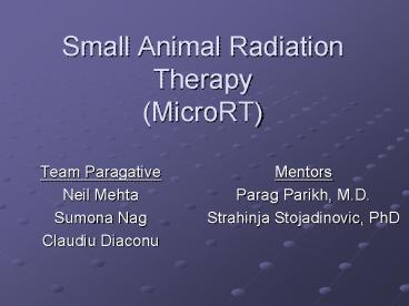 Small Animal Radiation Therapy MicroRT