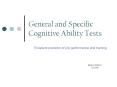 General and Specific Cognitive Ability Tests PowerPoint PPT Presentation