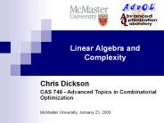 Linear Algebra and Complexity