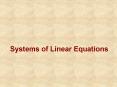 Systems of Linear Equations PowerPoint PPT Presentation