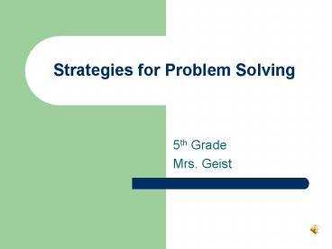 Strategies for Problem Solving