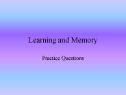 Learning and Memory