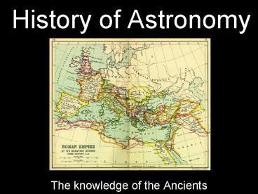 History of Astronomy