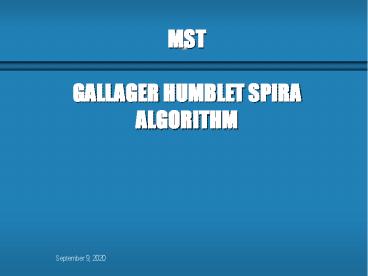 MST GALLAGER HUMBLET SPIRA ALGORITHM
