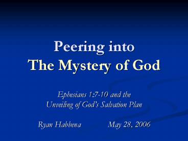Peering into The Mystery of God