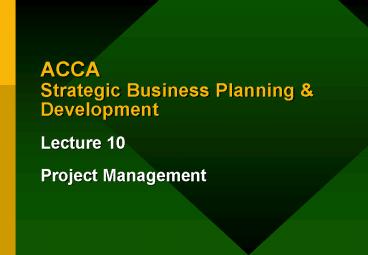ACCA Strategic Business Planning