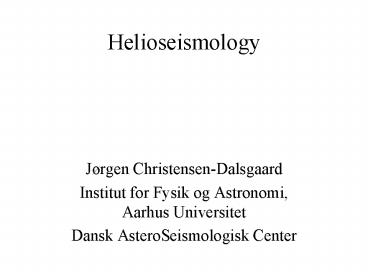 Helioseismology