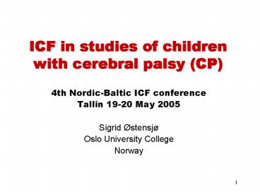 ICF in studies of children with cerebral palsy CP