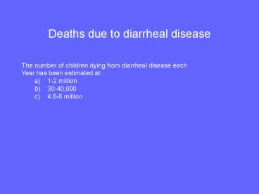 Deaths due to diarrheal disease