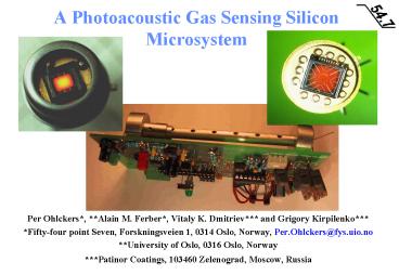 A Photoacoustic Gas Sensing Silicon Microsystem