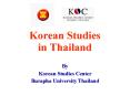 Korean Studies in Thailand PowerPoint PPT Presentation