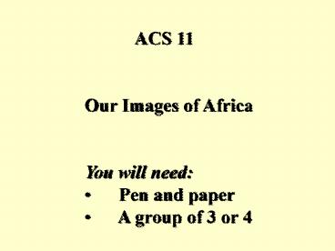 Africa: Myths and Reality