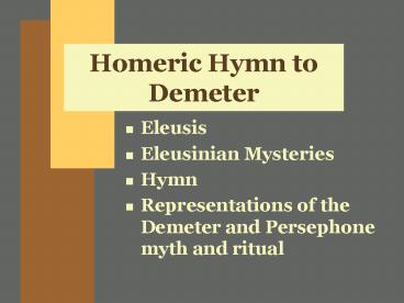 Homeric Hymn to Demeter