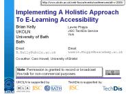 Implementing A Holistic Approach To E-Learning Accessibility