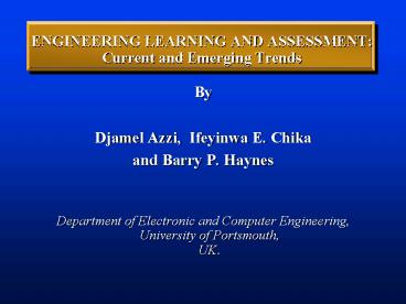 Djamel Azzi, Ifeyinwa E' Chika