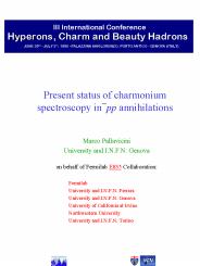 Present status of charmonium spectroscopy inpp annihilations