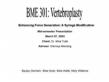 BME 301: Vertebroplasty