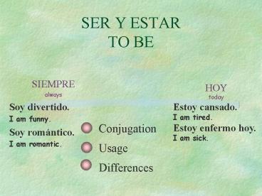 SER Y ESTAR TO BE