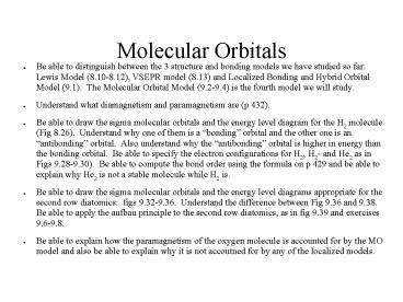 Molecular Orbitals
