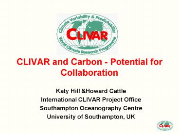 CLIVAR and Carbon Potential for Collaboration