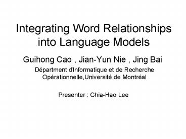 Integrating Word Relationships into Language Models