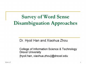 Survey of Word Sense Disambiguation Approaches