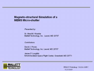 FEMCI 05062004 A M Khaskia Mallett Technology