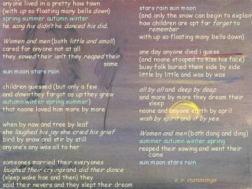 anyone lived in a pretty how town