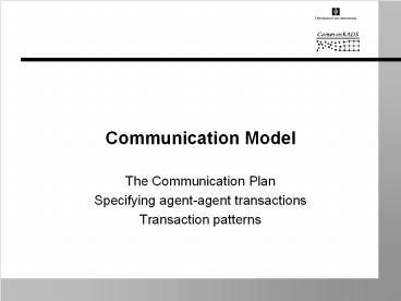 PPT – Communication Model PowerPoint presentation | free to view - id ...