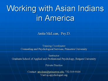 Working with Asian Indians in America