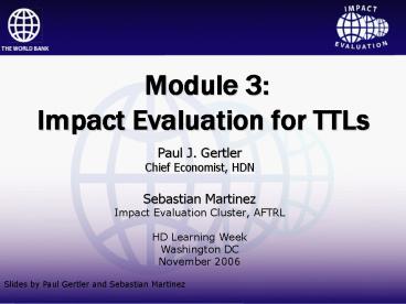 Module 3: Impact Evaluation for TTLs