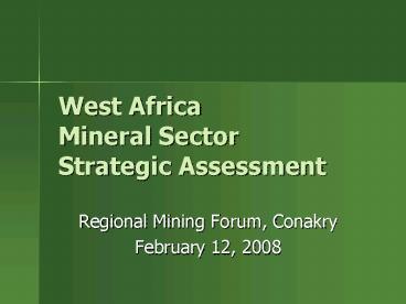 West Africa Mineral Sector Strategic Assessment