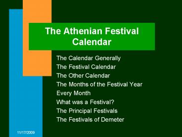 The Athenian Festival Calendar