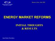 ENERGY MARKET REFORMS