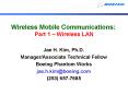 Wireless Mobile Communications: Part 1 Wireless LAN PowerPoint PPT Presentation