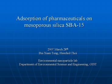 Adsorption of pharmaceuticals on mesoporous silica SBA15