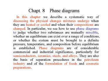 Chapt. 8  Phase diagrams