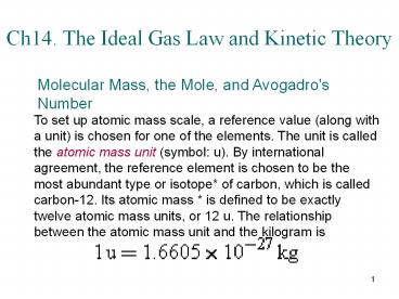 Ch14' The Ideal Gas Law and Kinetic Theory