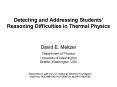 Detecting and Addressing Students Reasoning Difficulties in Thermal Physics PowerPoint PPT Presentation