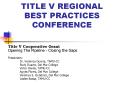 TITLE V REGIONAL BEST PRACTICES CONFERENCE PowerPoint PPT Presentation