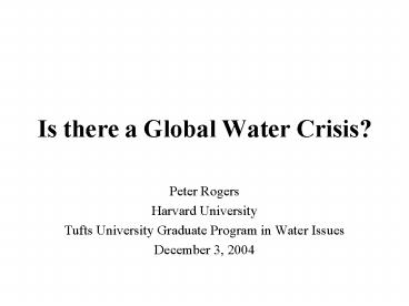 Is there a Global Water Crisis
